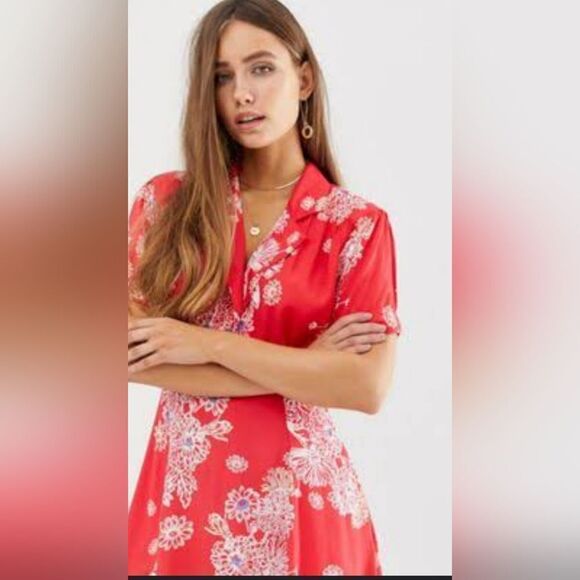 Free people red floral mini dress - Picture 4 of 8